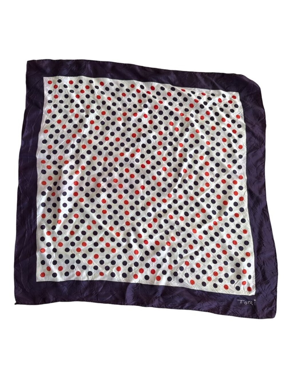 1960s 1970s Vintage Preppy Polka Dot Square Scarf Coquette